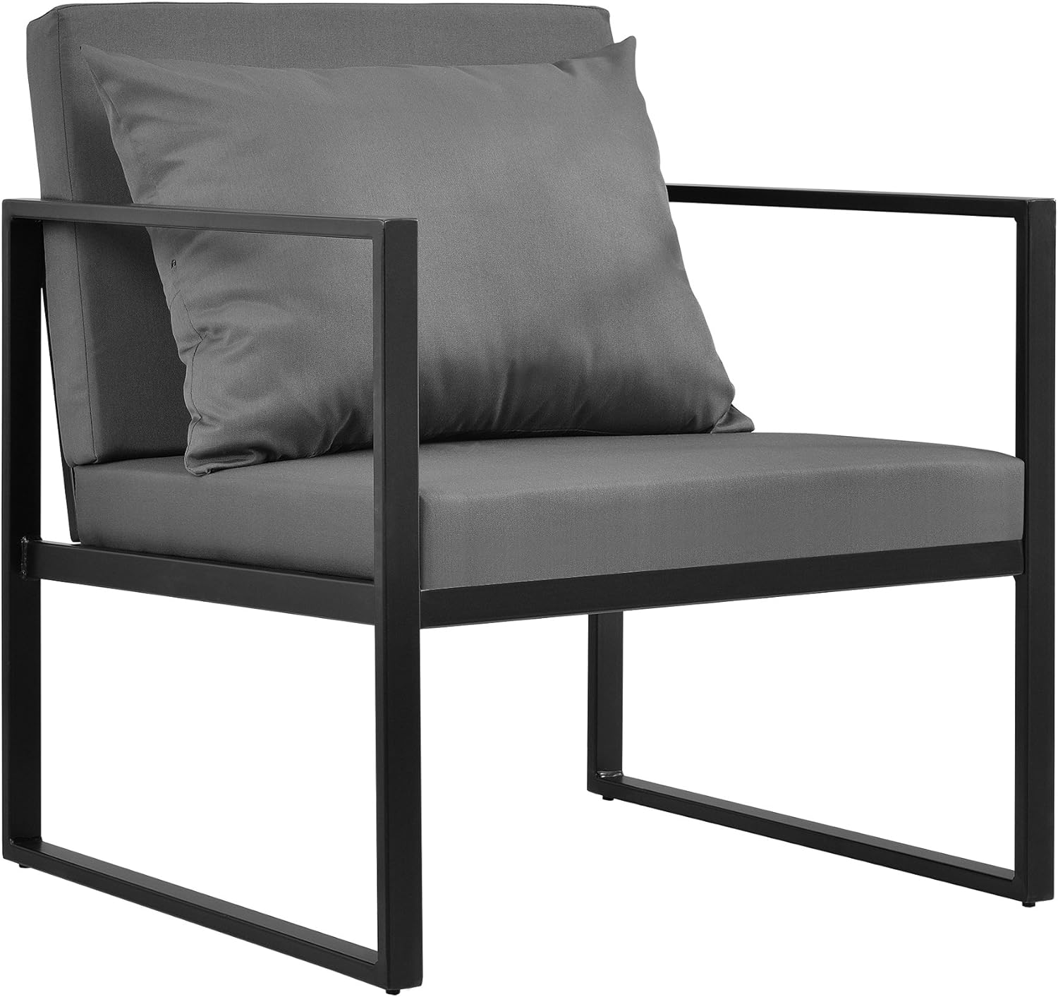 casa.pro 2X Gartenstuhl 70 x 60 x 60 cm Gartensessel 2er Set Outdoor Garten Lounge Sessel Schwarz/Dunkelgrau