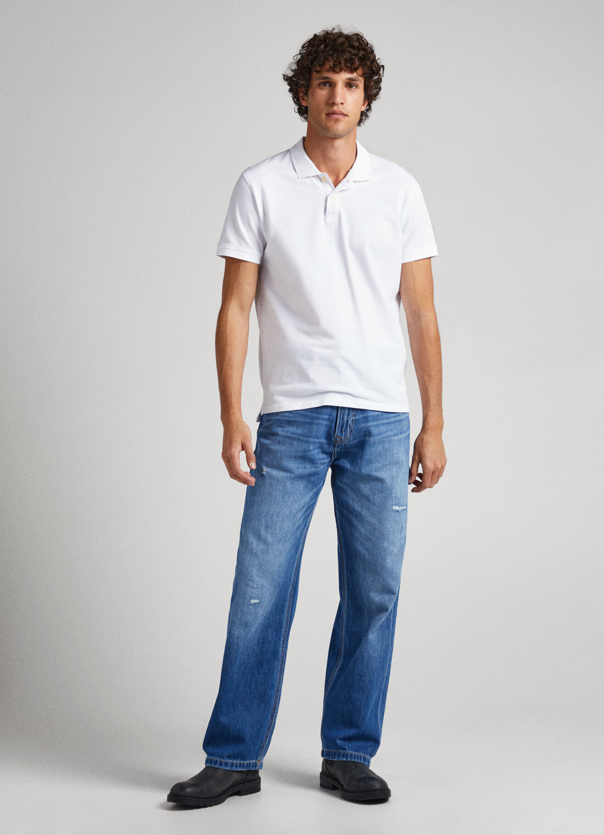 CAMISA POLO ALGODÃO PIQUÉ LOGOTIPO BORDADO - branco
