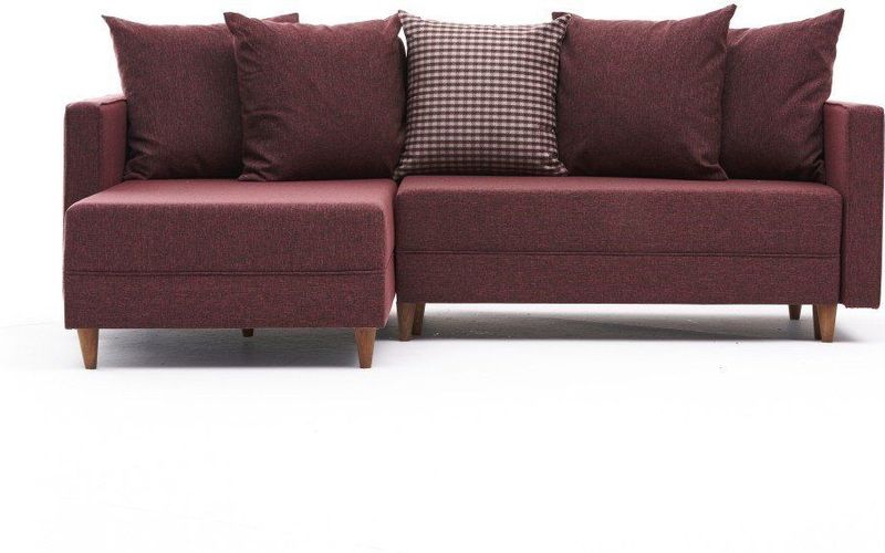 Aydam - Hoekbank met Slaapfunctie - Claret Rood - L-vormig