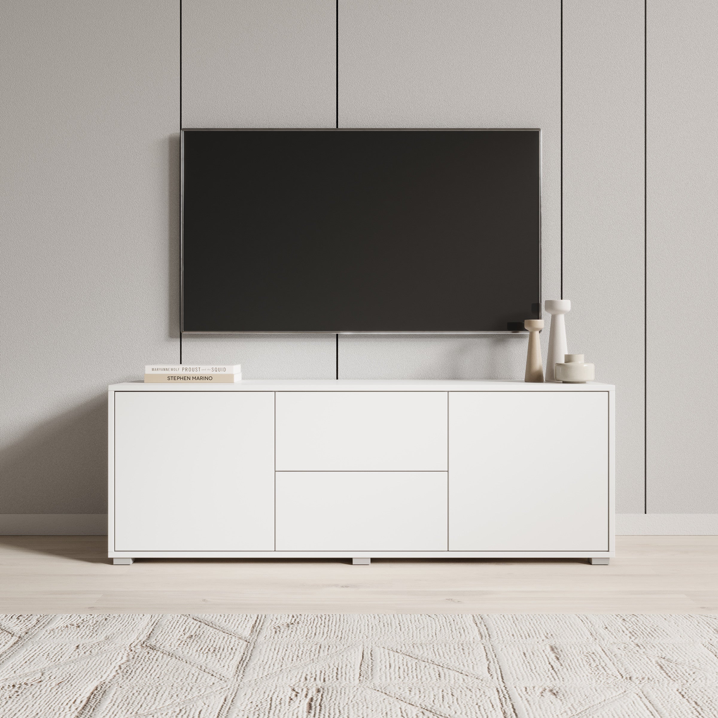 Meubella - TV-Meubel Gideon - Wit - 141 cm