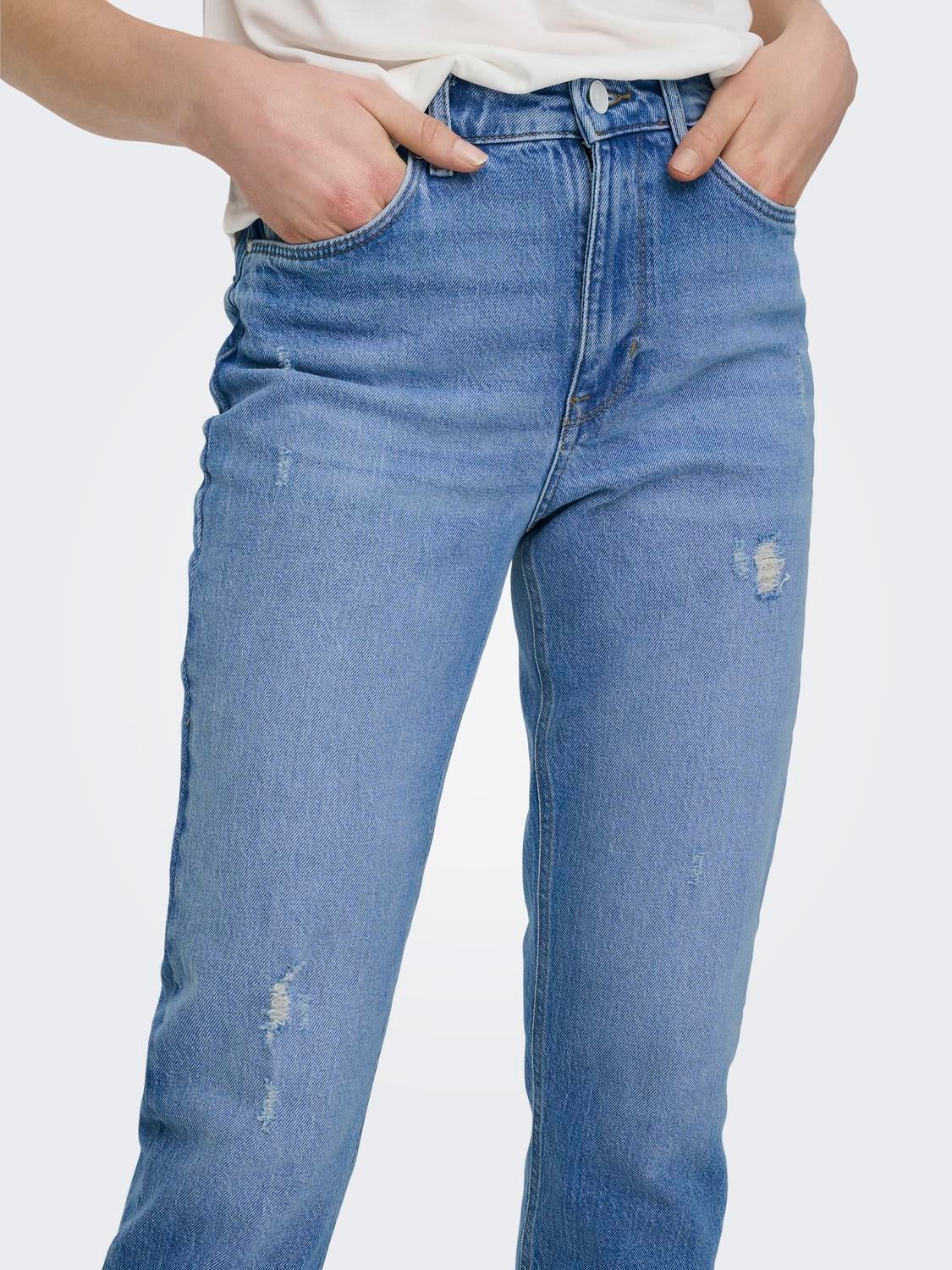 ONLEMILY Hohe Taille Gerade geschnitten Jeans Light Blue Denim
