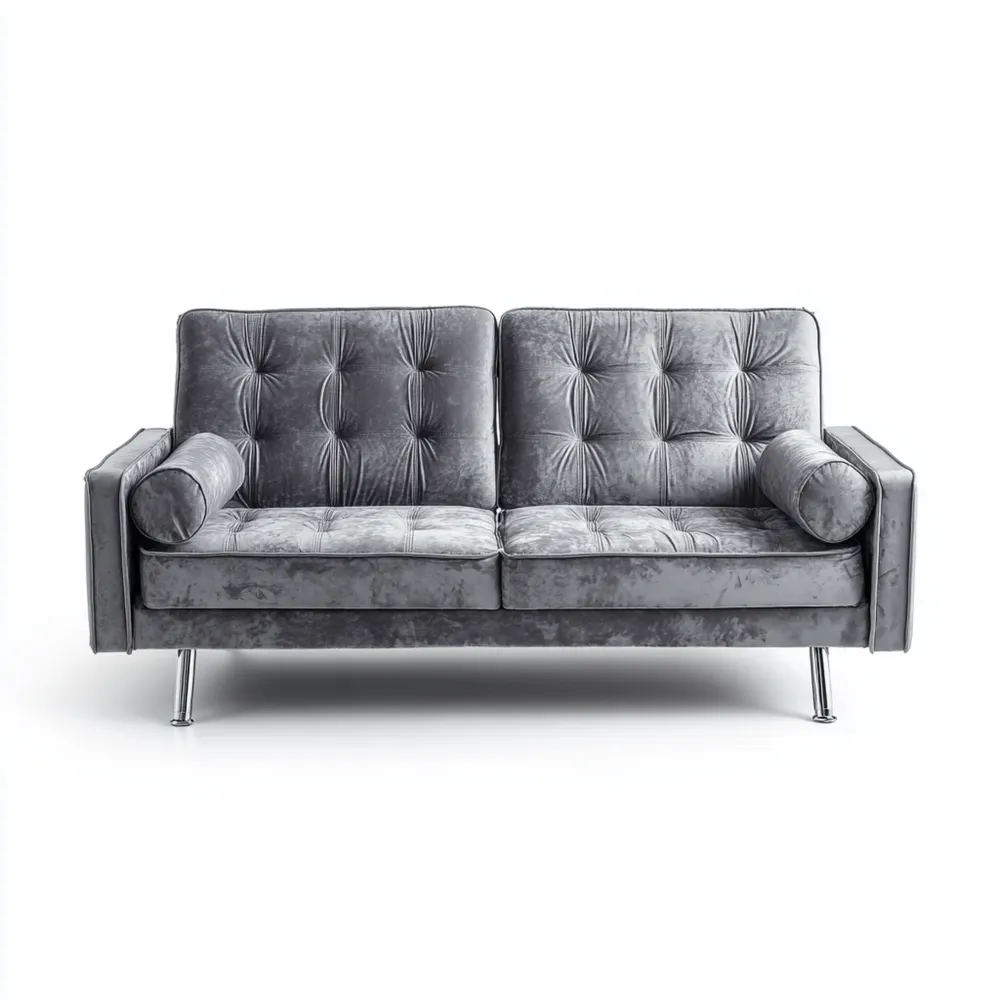 2-Sitzer-Sofa Samt 150x85x80 cm – Dunkelgrau – Moderner Stil