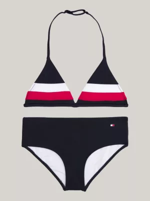 Conjunto de biquíni triangular com listras globais