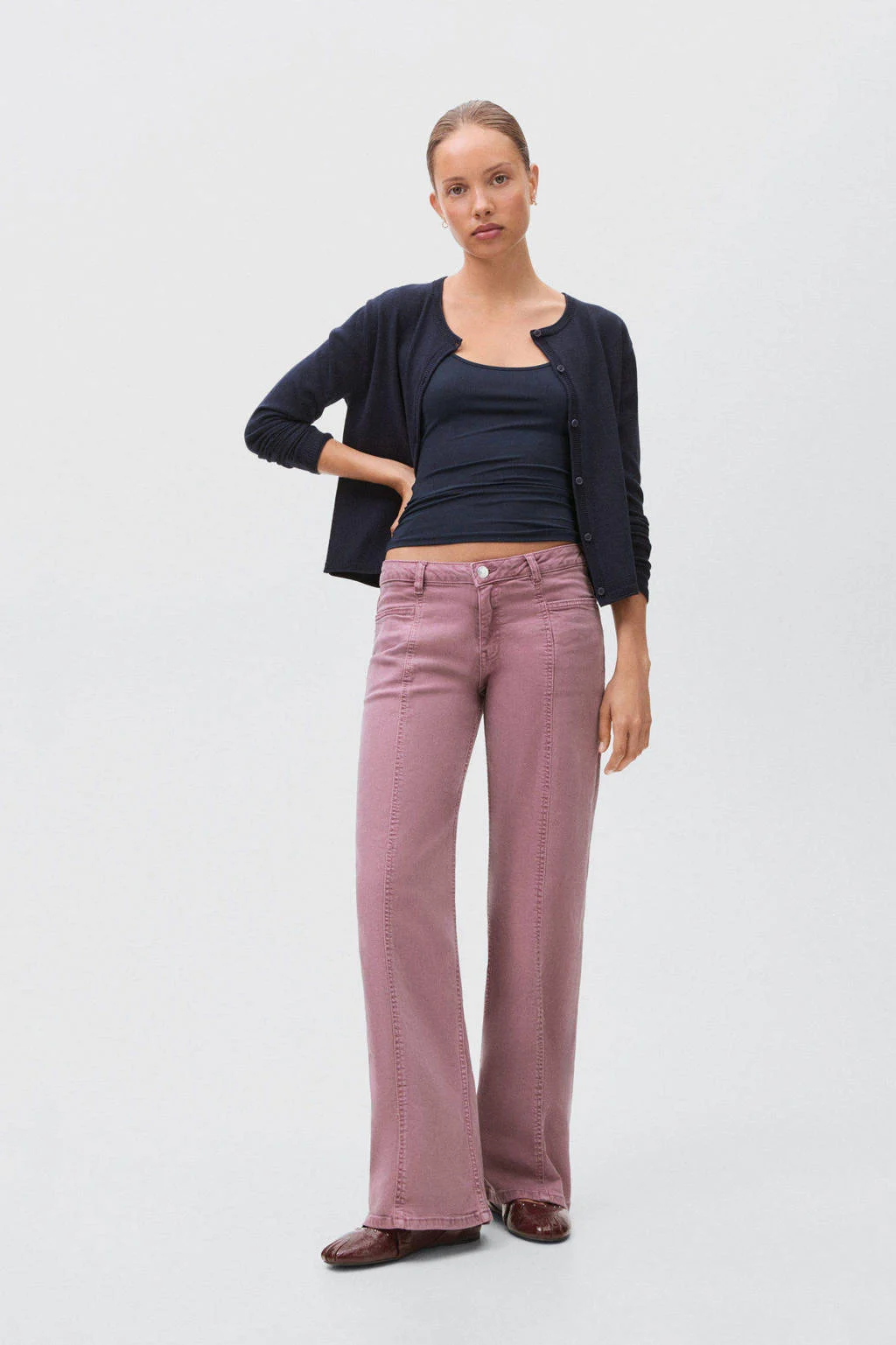 MANGO TEEN low waist straight leg jeans oudroze