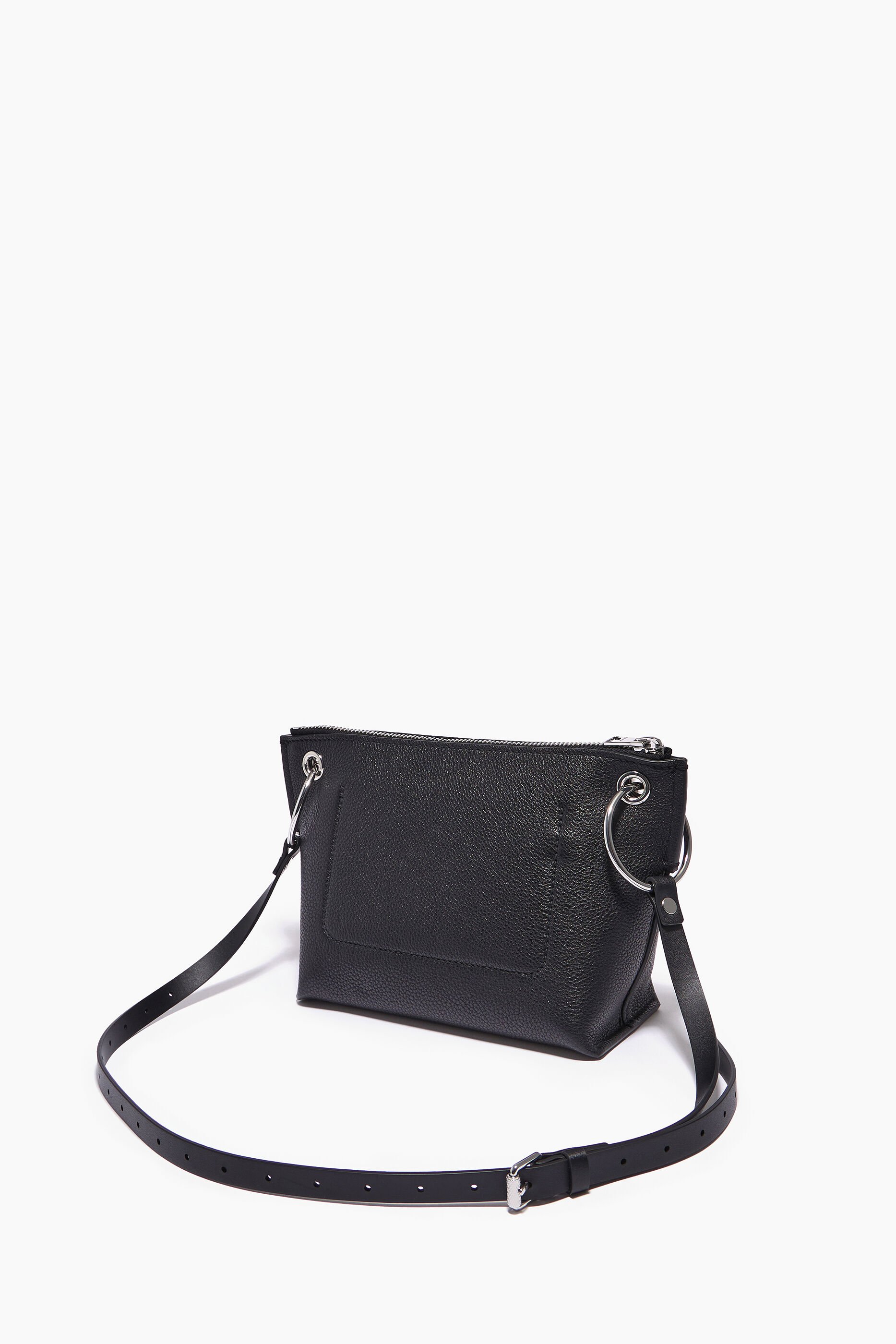 Bolsa de ombro M em couro preto