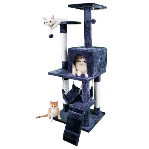 Árvore para gatos Edipets de 4 níveis com rede azul