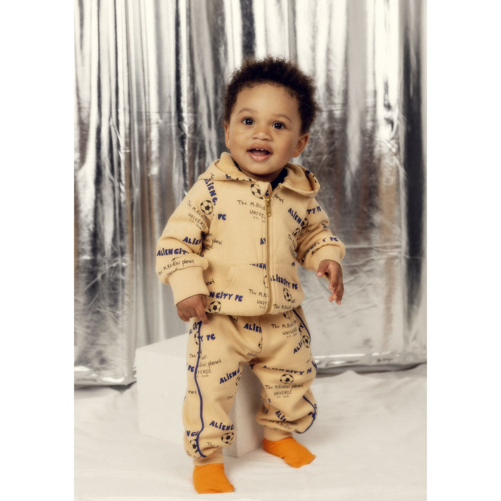 Køb Mini Rodini Beige Alien City Fc AOP Zip Hættetrøje