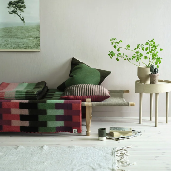 Røros Tweed - Åsmund Bold Wolldecke 200 x 135 cm, pink / grün