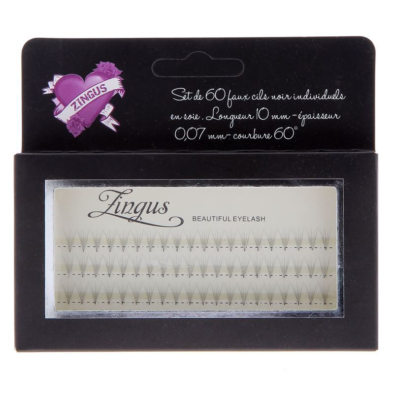 60 faux cils individuels en soie 10mm