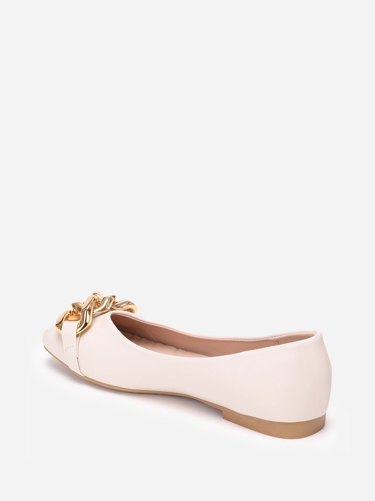 Ballerines à bout carré et chaîne- Beige