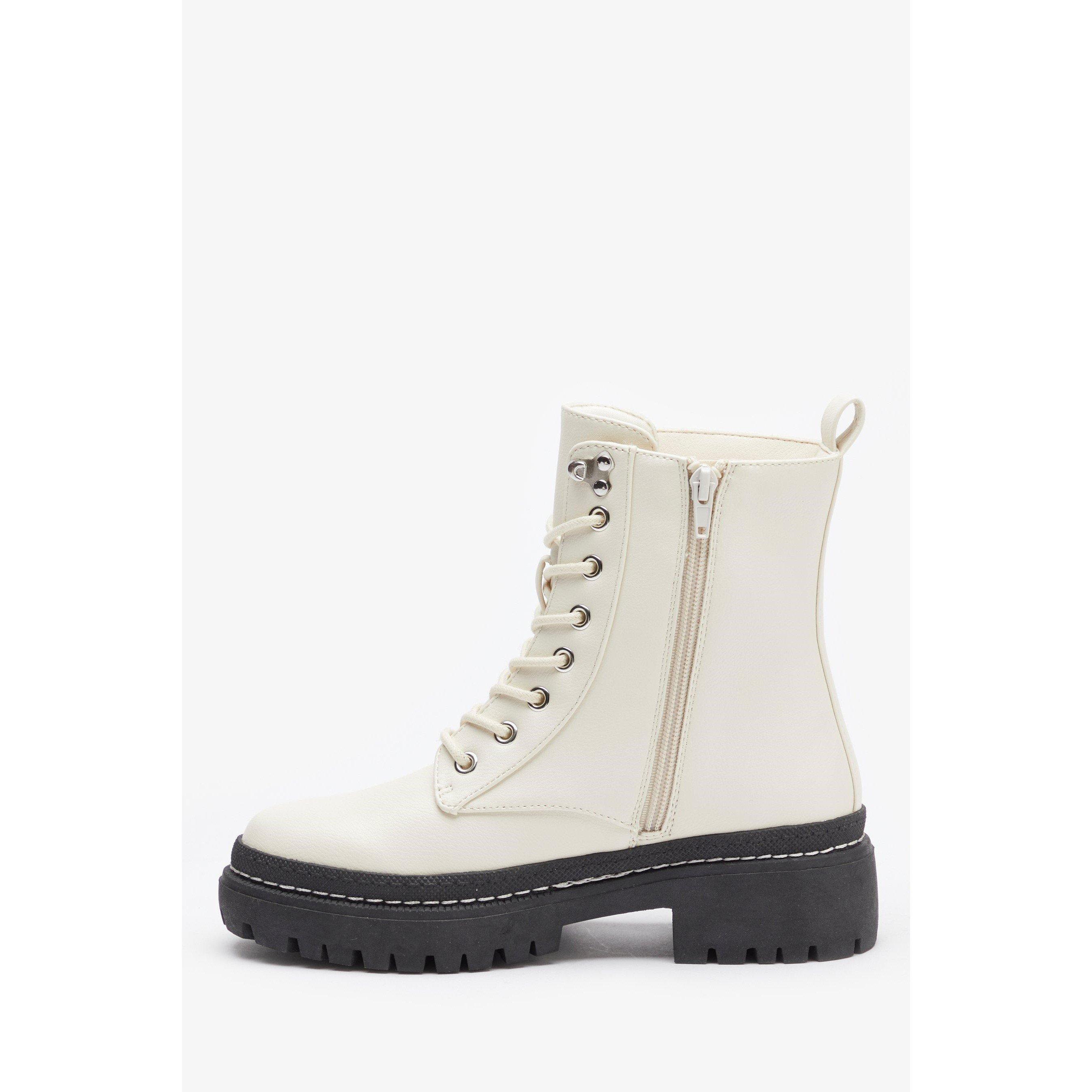 Be You Studio Lace Up Stitch Detail Biker Boot