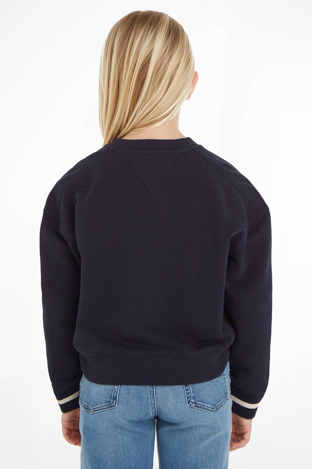Tommy Hilfiger sweater MONOTYPE met tekst donkerblauw