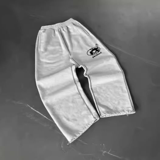 Jerolenea - Elastische taille, cartoon geborduurd, contrasterend gestikt, wijde joggingbroek