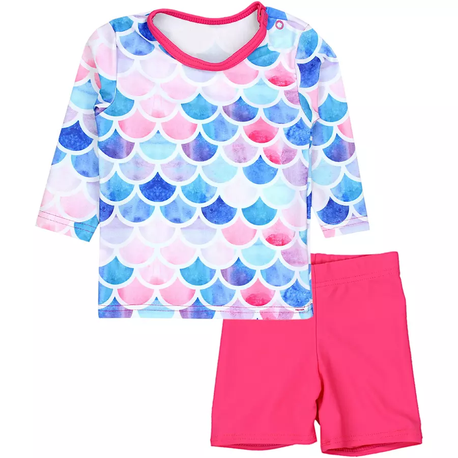 Aquarti Baby Mädchen Zweiteiler Badeanzug Bade-Set Bade T-Shirt Badehose rosa