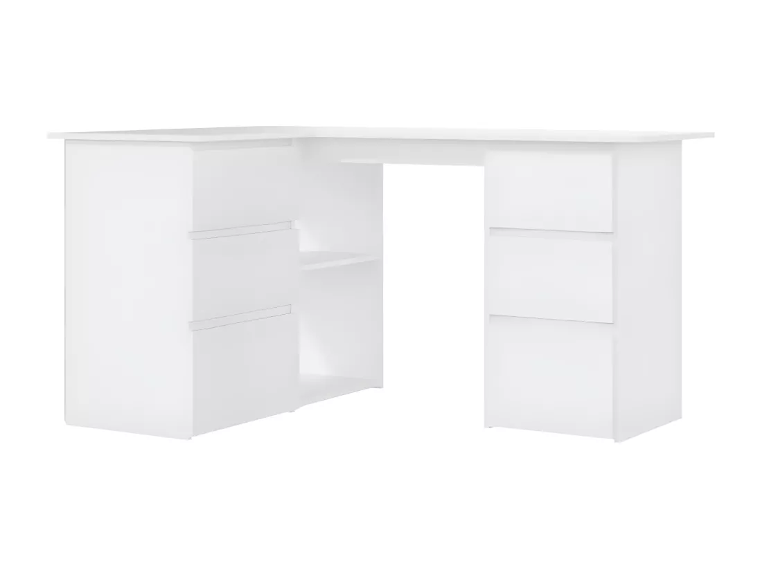 Bureau d'angle Blanc 145x100x76 cm Bois d'ingénierie