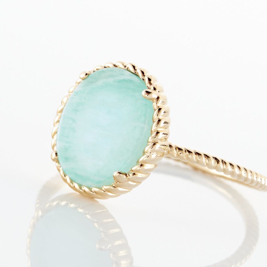 Bague Leeve Plaqué Or Jaune Amazonite