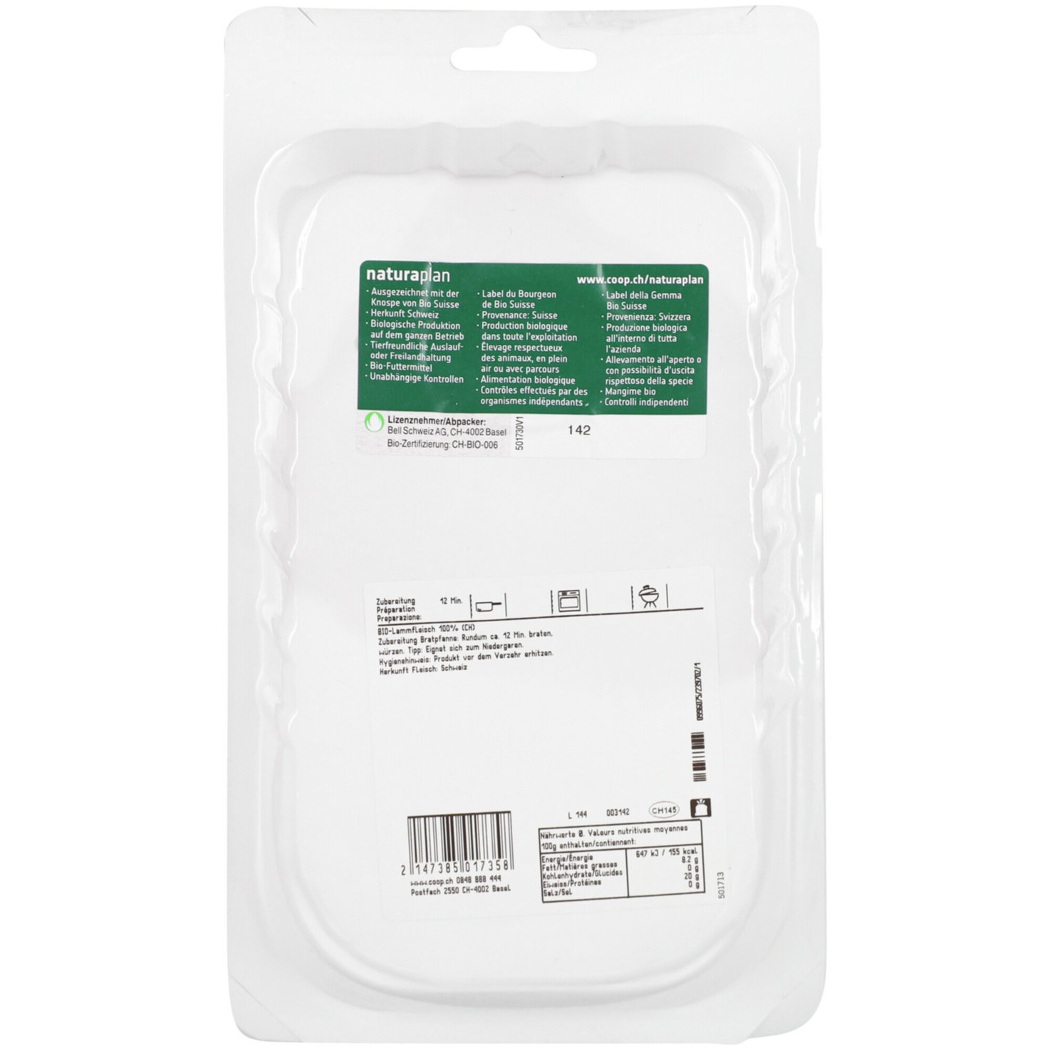 Naturaplan Bio Lammhuft 1 Stück ca. 220g
