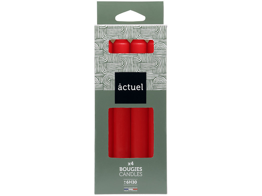 VELAS ACTUEL VERMELHO PACK 4 UNIDADES