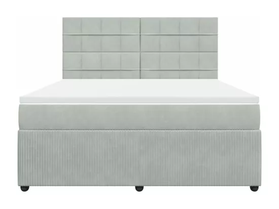 Sommier à lattes de lit et matelas Gris clair 180x200cm Velours