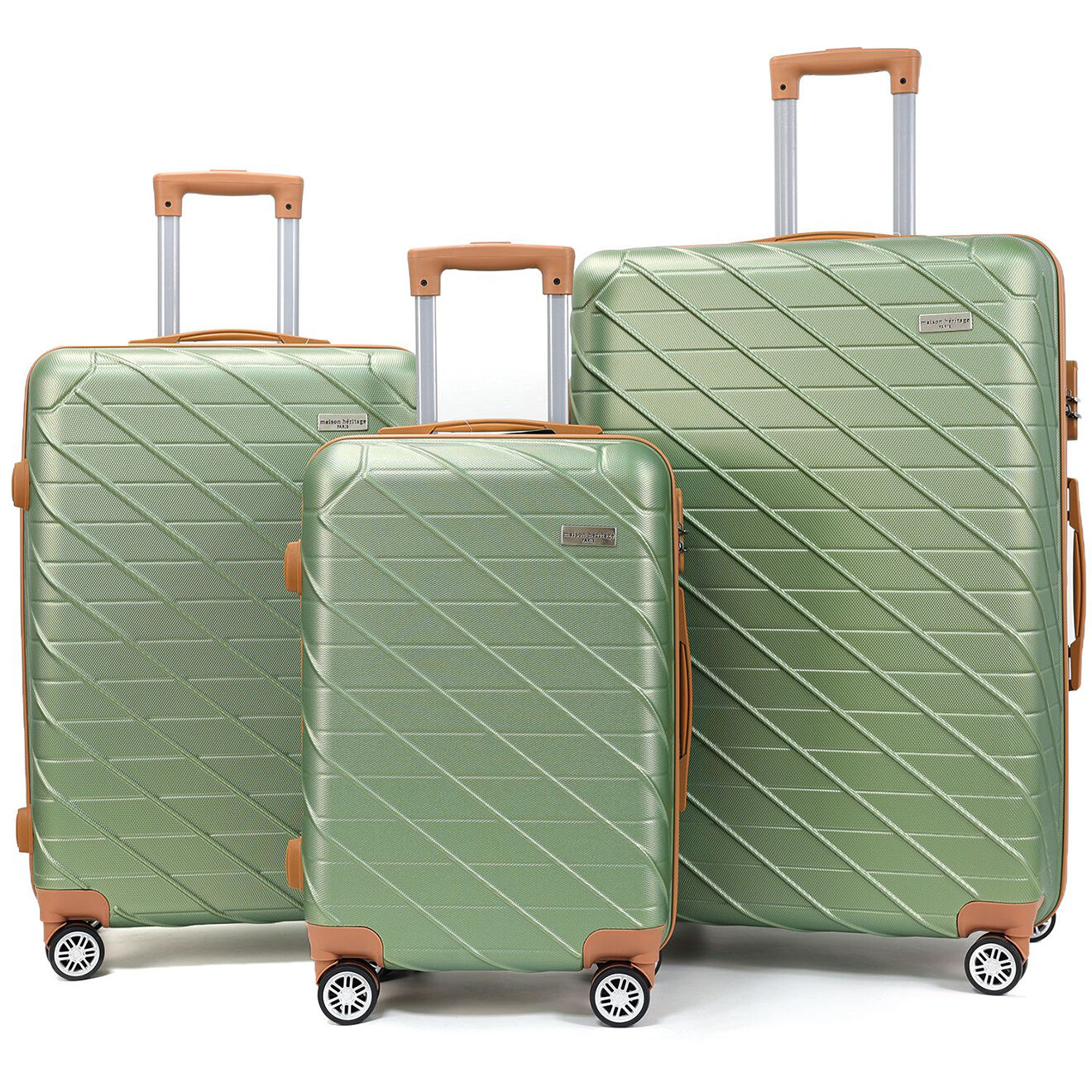 Maison Héritage 3 Valises 4 roues doubles Saint-Germain 55/65/75 cm vert kaki