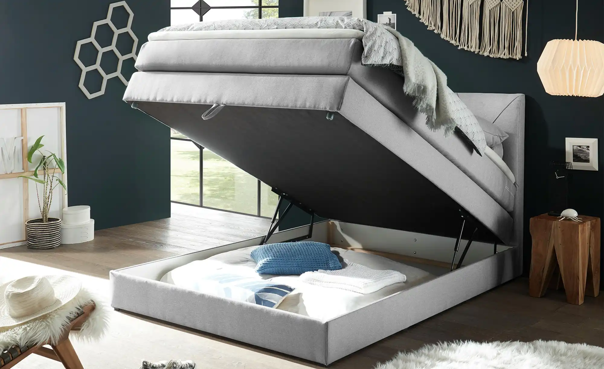 uno Boxspringbett mit Bettkasten Clay