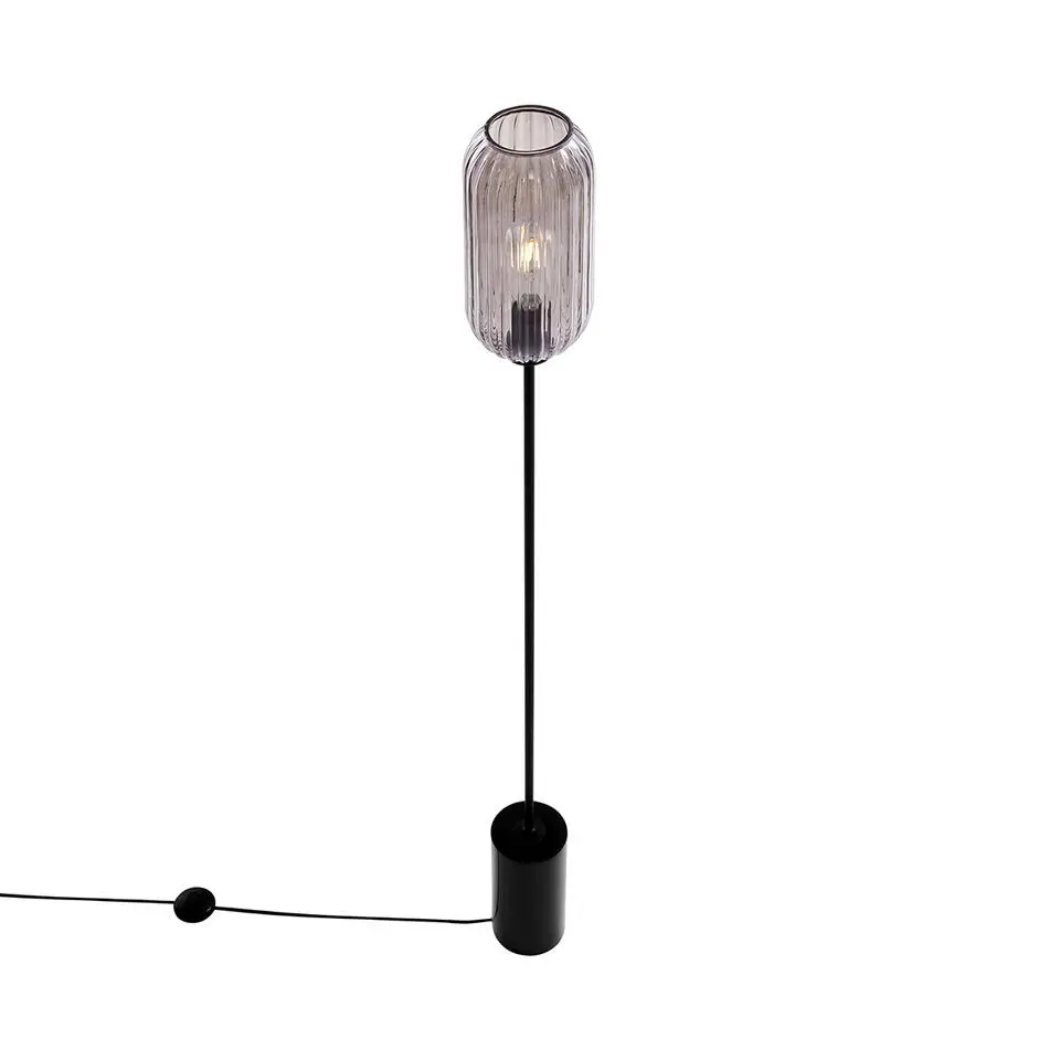 Qazqa vloerlampen rid zwart e27