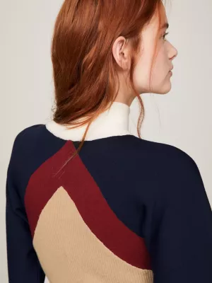 Vestido suéter ajustado com estampa de losangos
