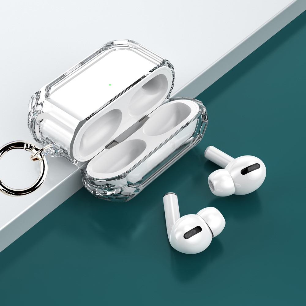 AirPods Pro Gummi Schutzhülle Air Cushion Fallschutz   Karabinerhaken - Transparent