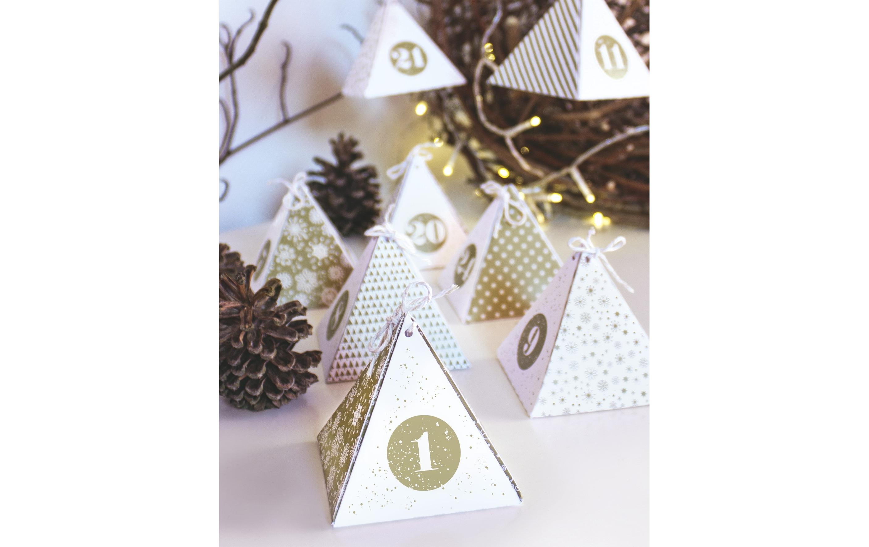 Adventskalender Bastel Set 8 x 8 x 9 cm, Gold/WeissBastelset für Adventskalender