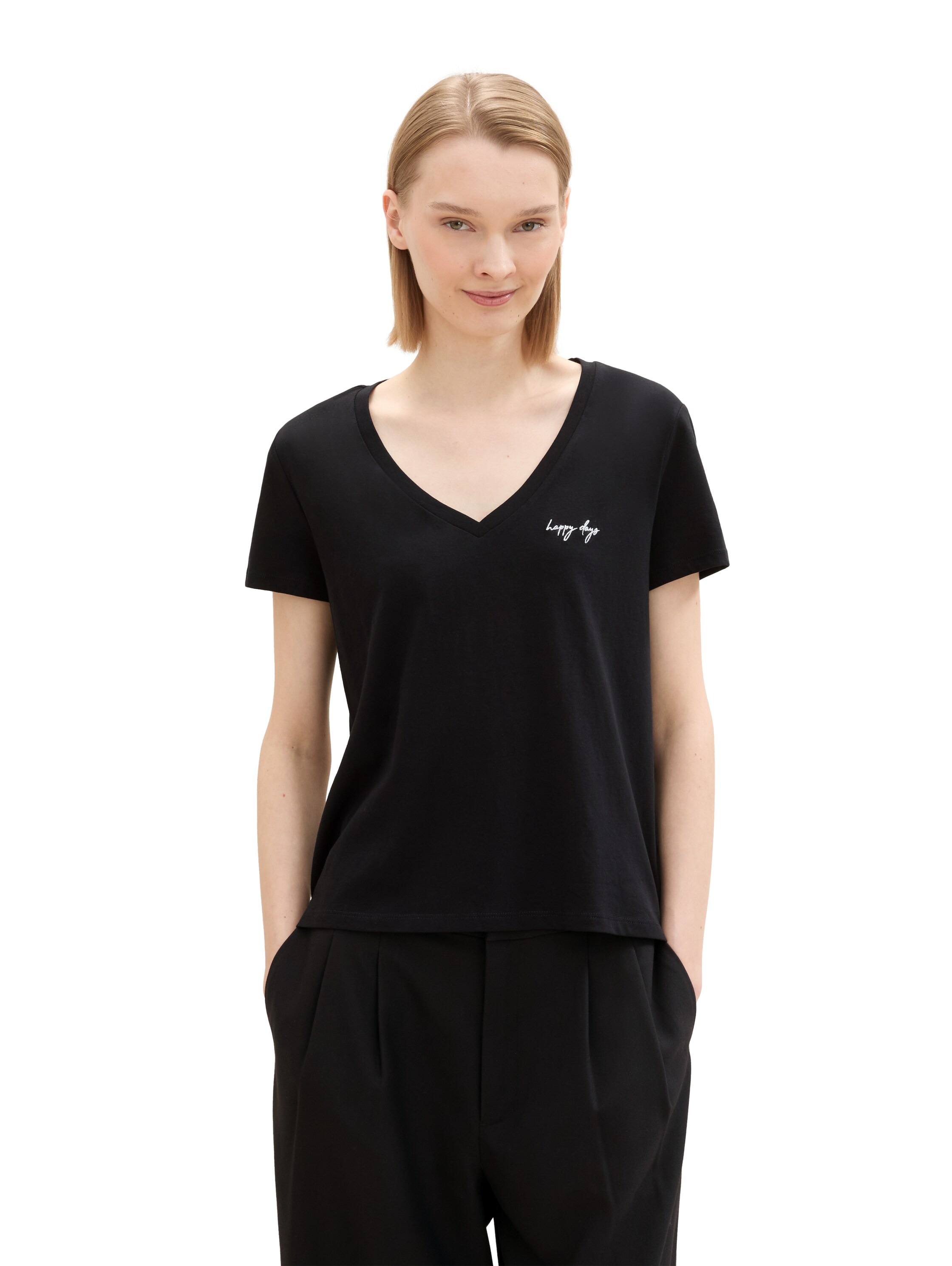 TOM TAILOR Denim V-Shirt, 2 Stk. mit Statement-Prints