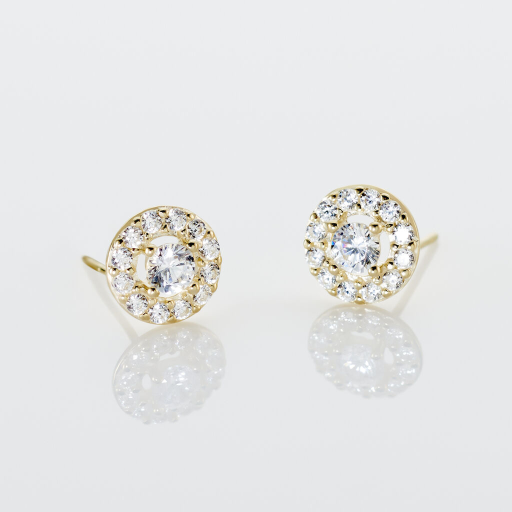 Boucles D'oreilles Puces Tahera Or Jaune Oxyde De Zirconium