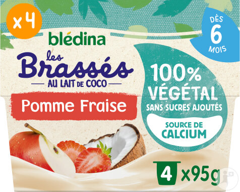 Blédina Les Brassés Au Lait De Coco 100% Végétal Pomme Fraise 4x95g