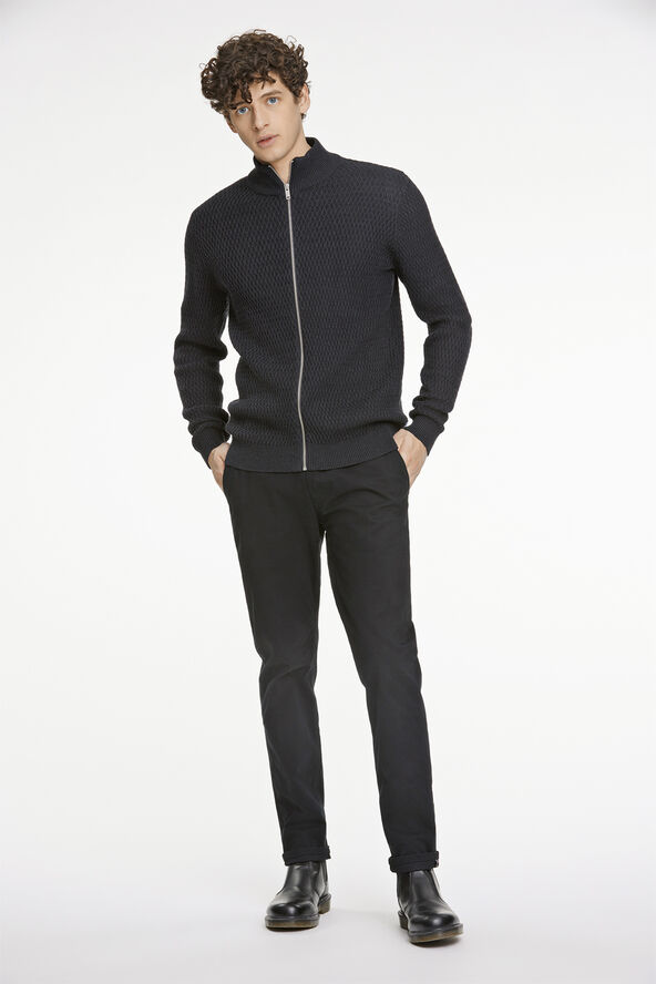 Lindbergh Zip through structure cardigan Dk navy mel
