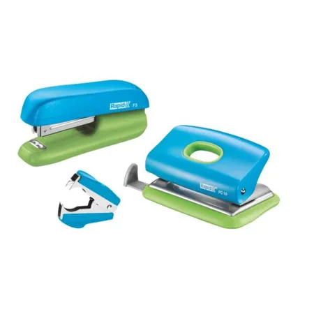 Leitz 5000370 Rapid Locher, Heftgerät, Entklammerer, blau/grün
