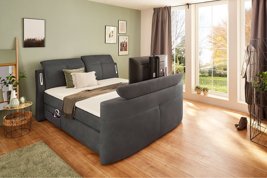 Boxspringbett Movie-Star Mix, ca. 180 x 200 cm, Dunkelgrau