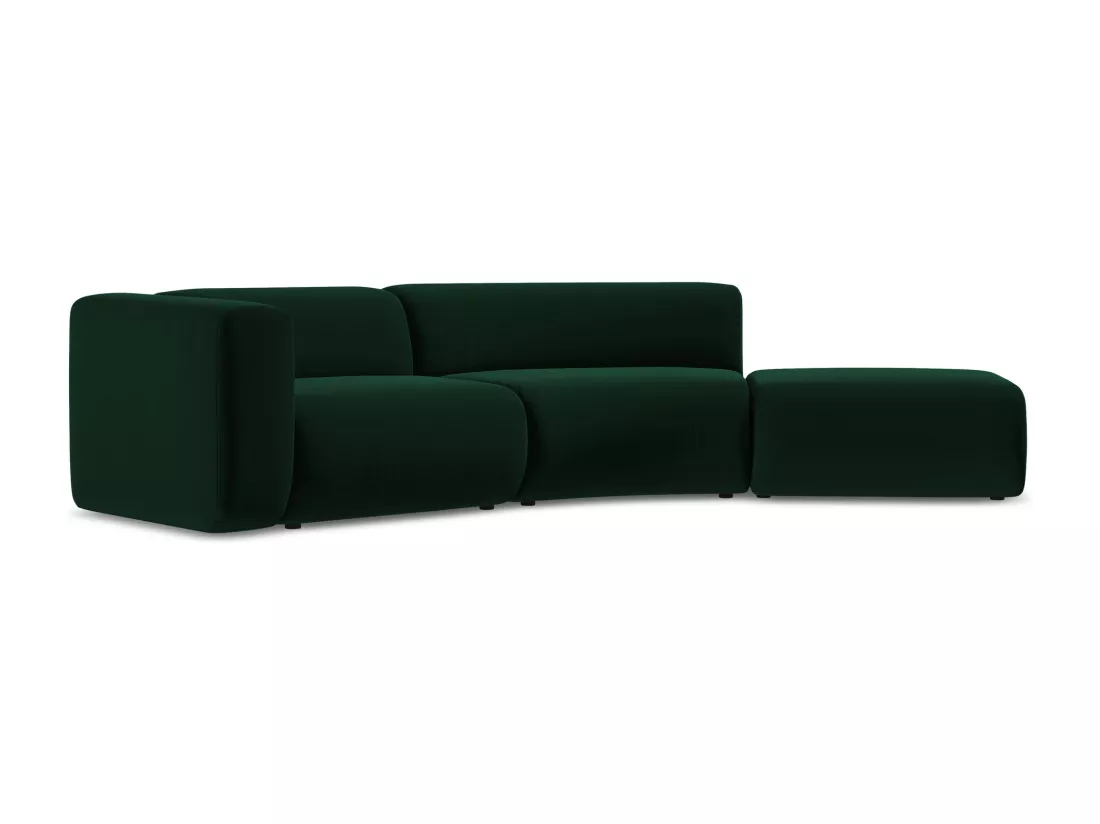 Canapé modulable 4 places droit en velours - bouteille verte - EKAHI