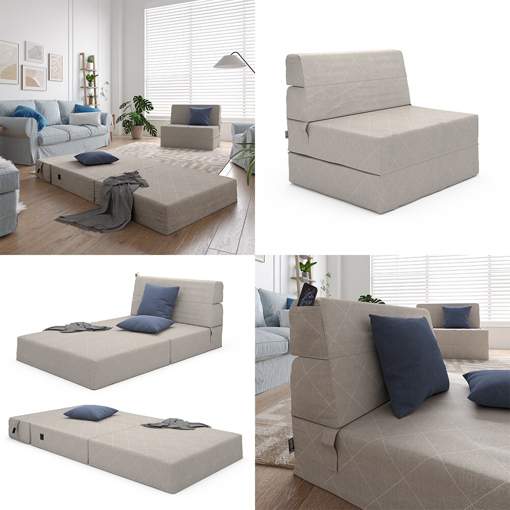 Vicco Sofa Lima Beige 100 cm mit Schlaffunktion