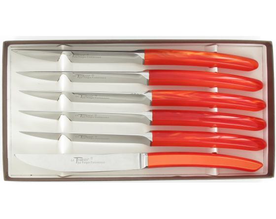 Le Steak Thiers forgé - manche orange - coffret de 6 pièces Le Thiers par Forges Foreziennes