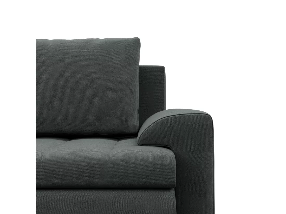 Canapé d'angle en U avec fonction sommeil, 2 méridiennes, Gris foncé