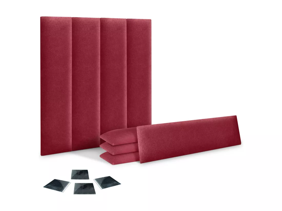 DHOME Lot de 8 Panneaux Rembourrés en Tissu Aqualine Autocollants pour Mur Acoustiques Absorbants Protection contre les Chocs (Rouge, 60x30cm, x8)