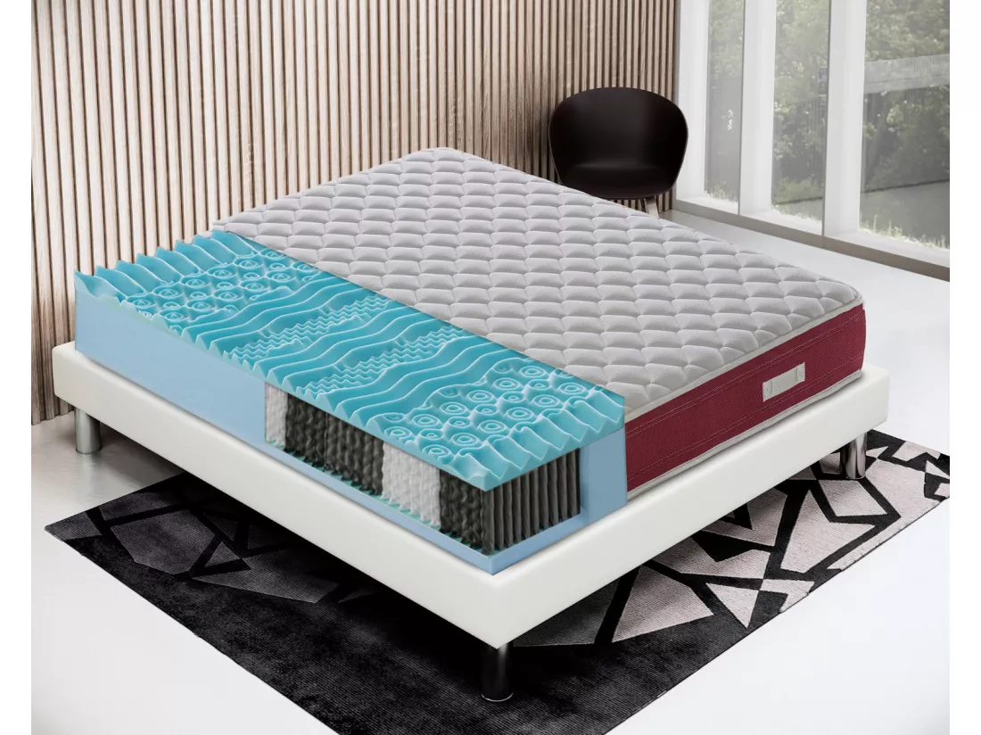 Matelas à ressorts ensachés et mousse mémoire - 9 zones différentes 160x200 cm