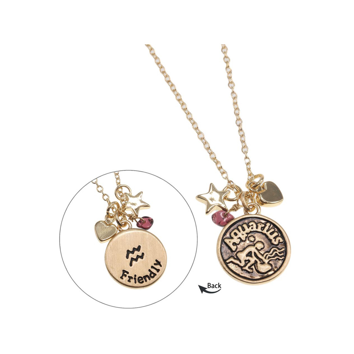 Collier laiton doré verseau pampilles grenet 48 cm