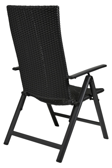 Havestol i sort aluminium og rattan