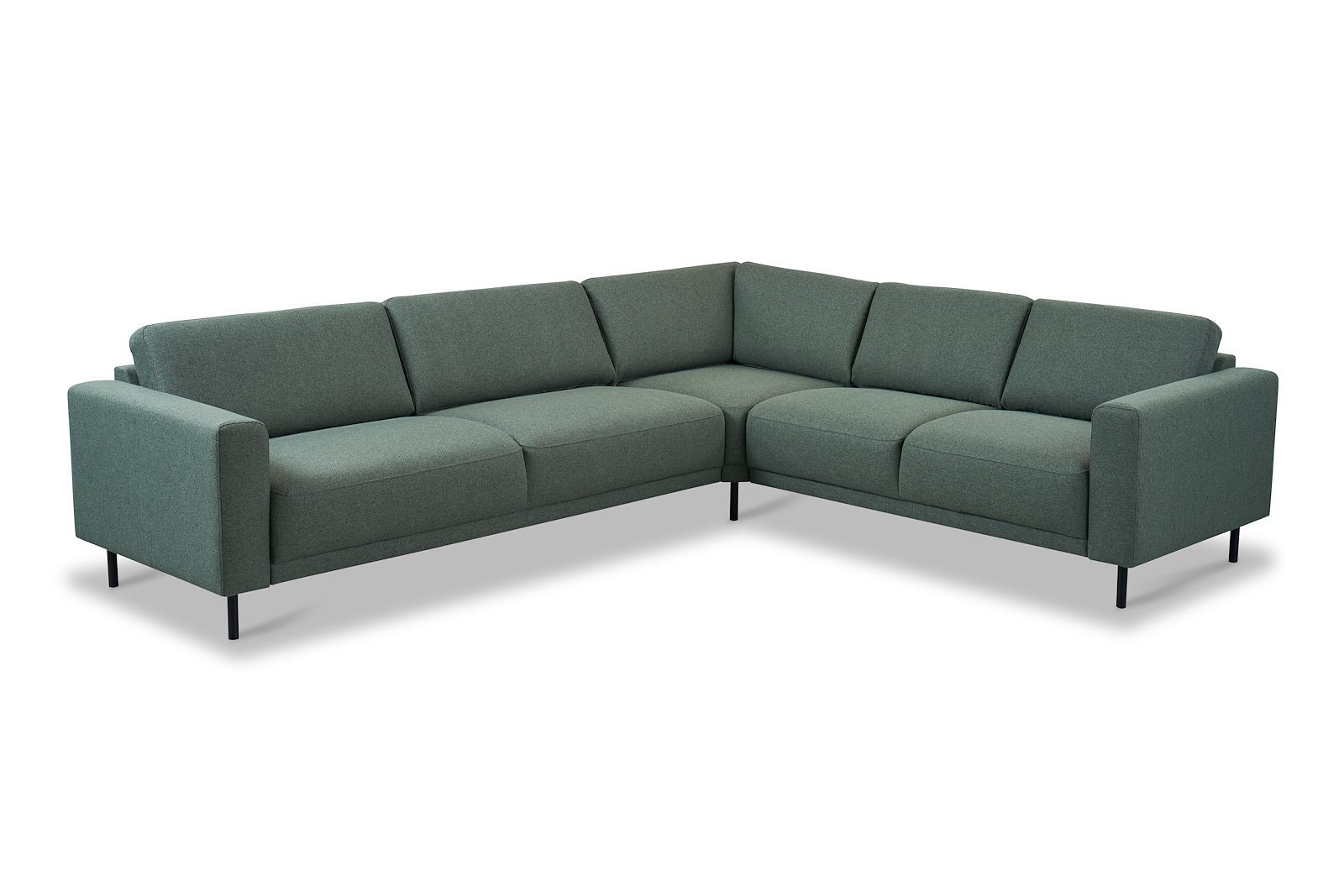 Portland hjørnesofa Tekstil Herby 10 Green med sorte ben