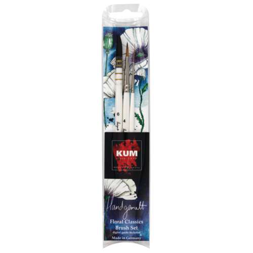 KUM® Hand-painted Floral Classics Aquarellpinsel-Set, 3-teilig