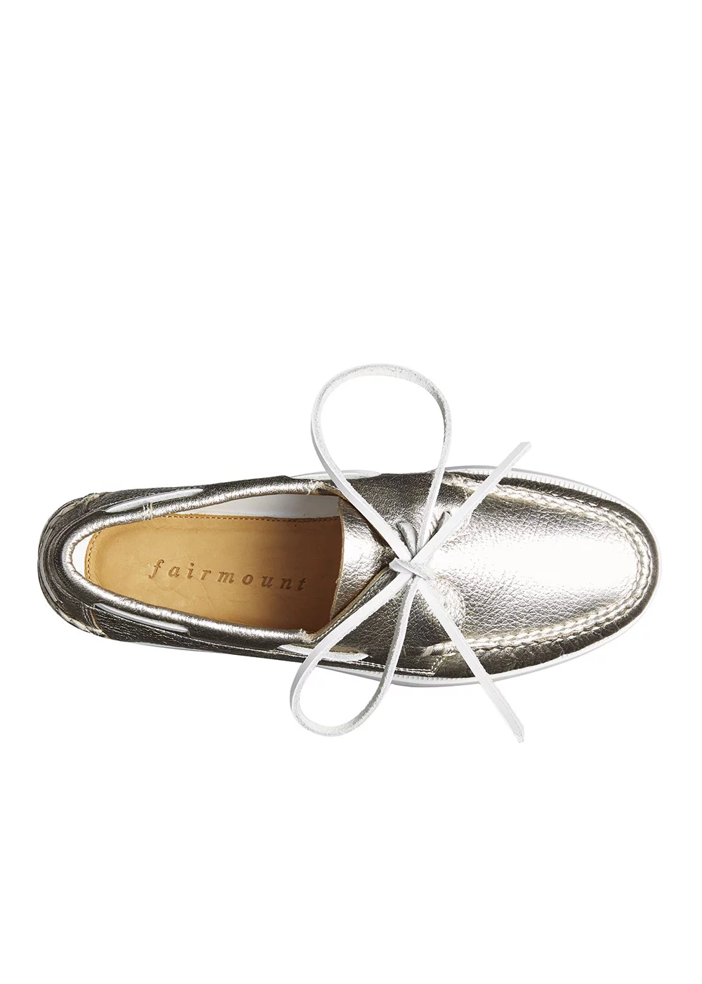 BOAT SHOE CUIR METALLISE ARGENT