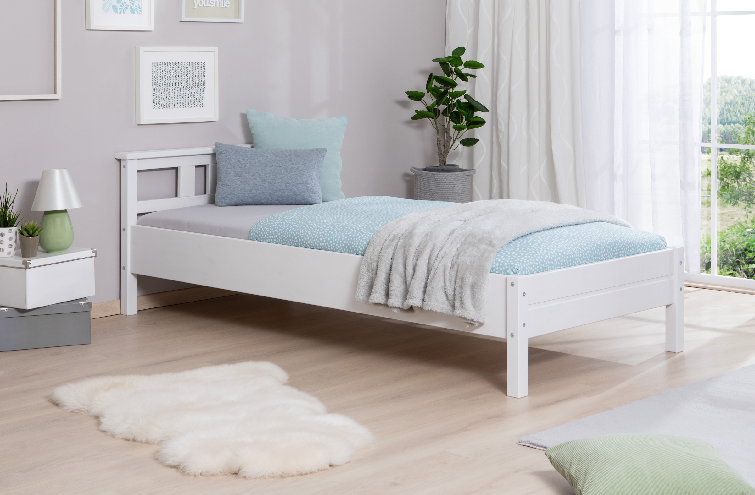 Ticaa Futonbett »Merci« Einzelbett, aus Kiefer Massivholz, inkl. Rollrost