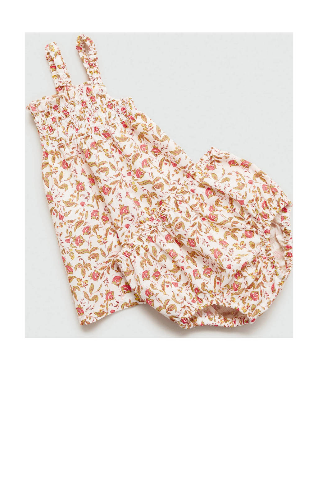 Mango Kids baby jurk + bloomer broekje groen/beige/roze