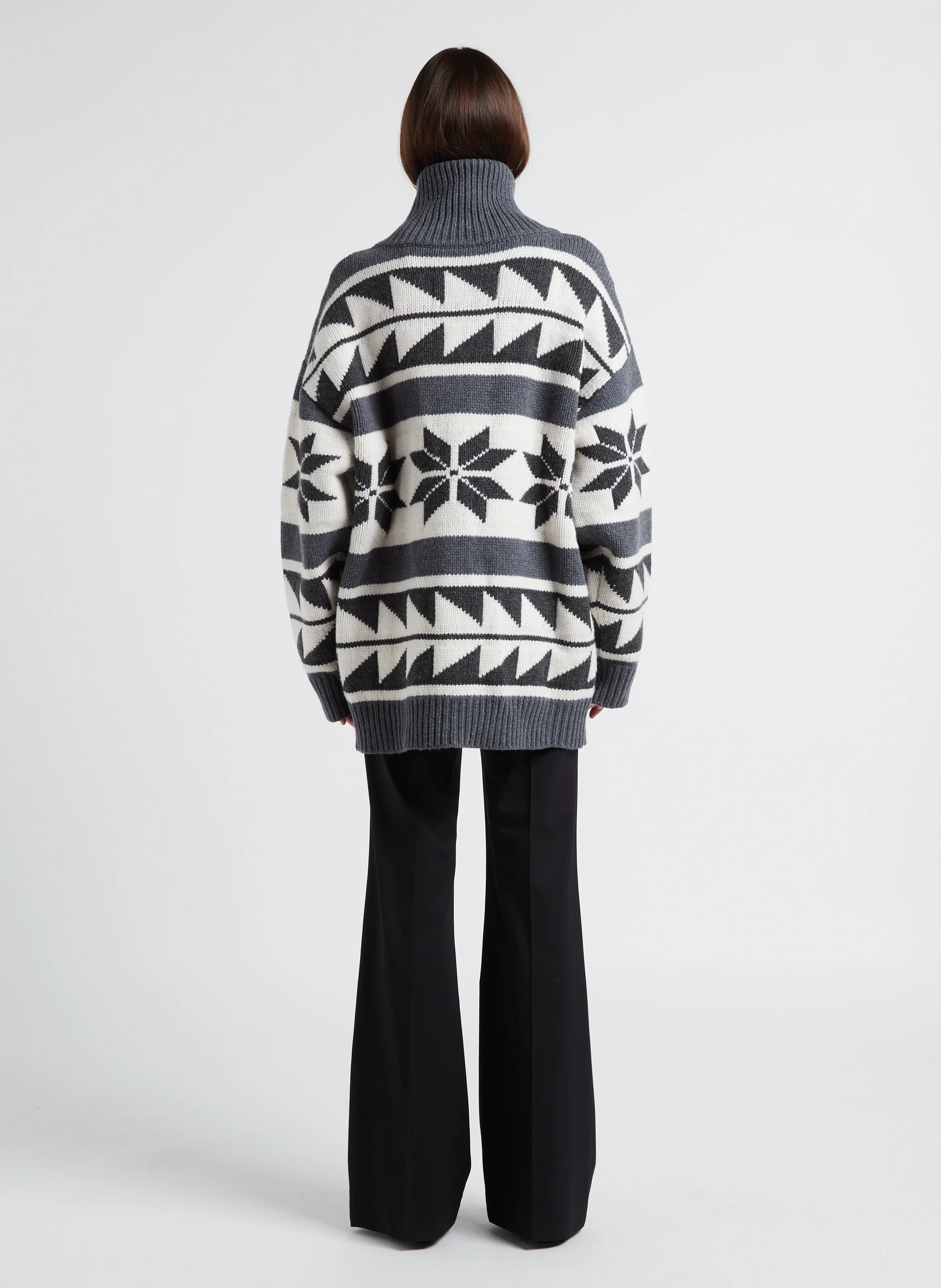 SNOW - Gilet col montant imprimé en laine| Gris