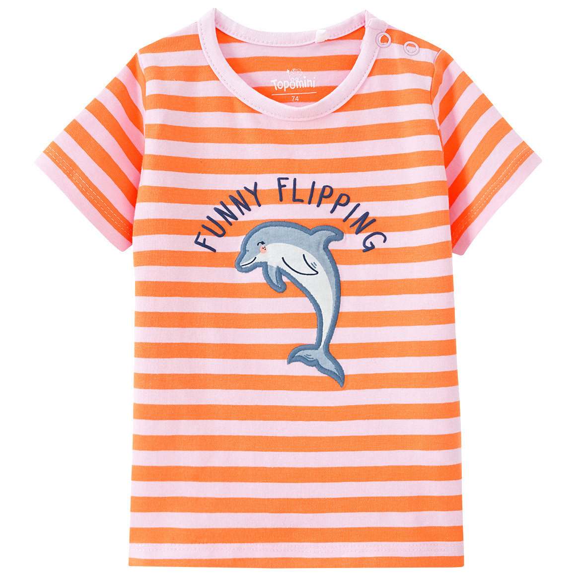 Topomini Baby T-Shirt mit Delfin-Motiv rosa / orange